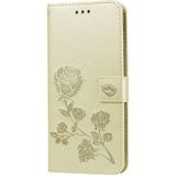 Rose relif horizontale Flip PU lederen case voor Samsung Galaxy J4 Plus  met houder & kaartsleuven & portemonnee (goud)