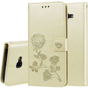 Rose relif horizontale Flip PU lederen case voor Samsung Galaxy J4 Plus  met houder & kaartsleuven & portemonnee (goud)