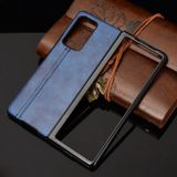Voor Samsung Galaxy Z Fold2 / Z Fold2 5G Schokbestendige naaikoeienpatroon skin PC + PU + TPU case(blauw)