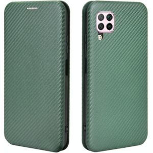 Voor Huawei nova 6 SE / nova 7i Carbon Fiber Texture Magnetic Horizontal Flip TPU + PC + PU Lederen case met kaartsleuf(groen)