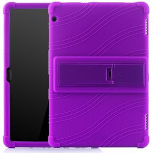 Voor Huawei MediaPad T5 Tablet PC Siliconen beschermhoes met onzichtbare beugel (paars)