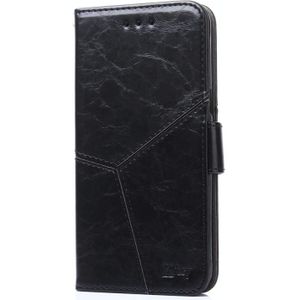 Geometrische stiksels horizontale flip TPU + PU lederen hoes met houder & kaartslots & portemonnee voor iPhone XR(zwart)