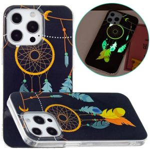 Lichtgevende TPU Soft Phone Case voor iPhone 14 Pro (zwarte windgong)