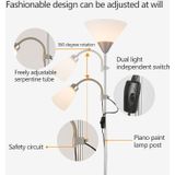 Double Head LED Eye Protection Moeder en Zoon Vloerlamp Woonkamer Slaapkamer Bed bed verticale tafellamp CN Plug  Power:7 + 16 w (Zwart)