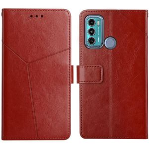 Voor Motorola Moto G40 / G60 y Stiksels Horizontale Flip Lederen Telefoonhoesje Met Houder & Card Slots & Portemonnee & Photo Frame (Brown)