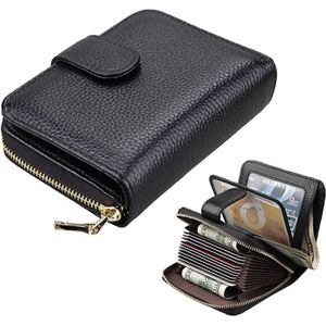 KB132 vrouwelijke stijl volnerf rundleer multifunctionele portemonnee/kaart zak/rijbewijs pakket (zwart)