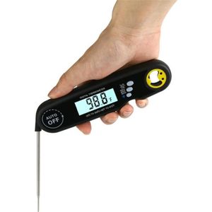 Opvouwbare Probe Waterproof Food Thermometer Kitchen Barbecue Snelle temperatuur meting digitale display elektronische thermometer (Zwart)