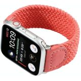 Nylon + leren gevlochten horlogeband voor Apple Watch Series 6 & SE & 5 & 4 40mm / 3 & 2 & 1 38mm  Maat:L(Rose Red)