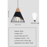 YWXLight E27 moderne verlichting ijzer massief houten hanger licht hangende Lamp (zwart)