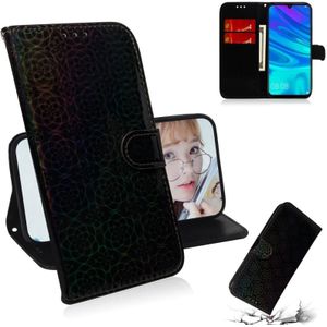 Voor Huawei P Smart 2019 effen kleur kleurrijke magnetische Buckle horizontale Flip PU lederen draagtas met houder & kaartsleuven & portemonnee & Lanyard (zwart)