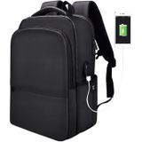 Polyester waterdichte laptop rugzak voor onder 15 inch laptops  met USB-interface trunk trolley riem (zwart)