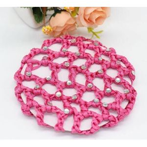 20 stuks mooie diamanten Bun cover snood vrouwen haar netto ballet dans skaten hoofddeksel accessoires (magenta)