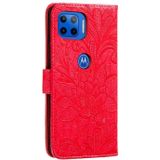 Voor Motorola Moto G5 Plus 5G Lace Flower Horizontale Flip Lederen case met Holder & Card Slots & Wallet & Photo Frame(Rood)