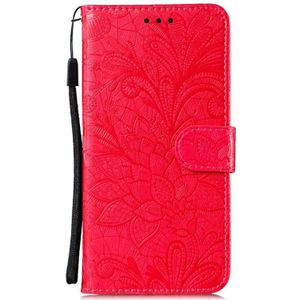 Voor Motorola Moto G5 Plus 5G Lace Flower Horizontale Flip Lederen case met Holder & Card Slots & Wallet & Photo Frame(Rood)