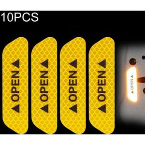 10 stuks OPEN reflecterende tape waarschuwing Mark fiets accessoires auto deur stickers (geel)