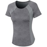 Strakke ronde hals Sport Korte mouw T-shirt voor dames (kleur: bloem grijs Maat: L)