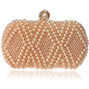 Vrouwen Fashion Banquet Party Pearl Handtas Single Shoulder Crossbody Bag (Champagne Gold)