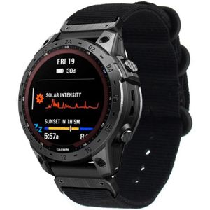 Voor Garmin Fenix 7 nylon horlogeband met drie ringen en stalen gesp