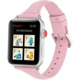 Kleine waist leather replacement watchbands Voor Apple Watch Series 6 & SE & 5 & 4 40mm / 3 & 2 & 1 38mm(Roze)