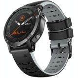 Voor Garmin Fenix 7 22 mm trapeziumvormige siliconen horlogeband met snelsluiting (zwart grijs)
