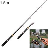 32cm draagbare telescopische zee hengel mini hengel  verlengde lengte: 1.5 m  zwarte buis-type Reel seat