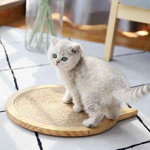 Handgemaakte Sisal Massief Hout Duurzame Cat Grinding Claw Board Speelgoed  Grootte: 34x31.5cm (Houtkleur)