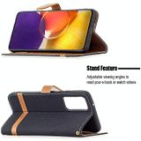 Voor Samsung Galaxy A82 5G Kleur Matching Denim Texture Horizontale Flip Leren Case met Houder & Card Slots & Wallet & Lanyard (Zwart)
