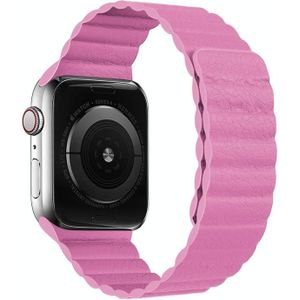 Two Loop Magnetic Replacement Strap Watchband voor Apple Watch Series 6 & SE & 5 & 4 40mm / 3 & 2 & 1 38mm(roze)