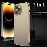 For iPhone 14 Pro 3 in 1 Ultra-thin Metal Frame + Lens + Film Phone Protection Set(Gold)
