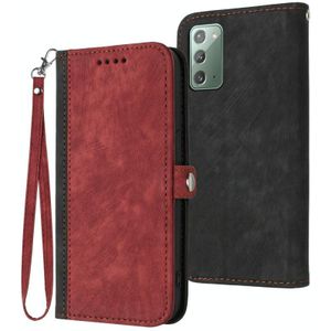 Voor Samsung Galaxy Note20 Side Buckle Double Fold Hand Strap Lederen Telefoon Case (Rood)