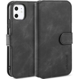 Dg. MING retro olie kant horizontale flip case met houder & kaartsleuven & portemonnee voor iPhone 11 (zwart)
