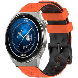 Voor Huawei Watch GT3 Pro 46 mm 22 mm voetbalpatroon tweekleurige siliconen horlogeband (oranje + zwart)