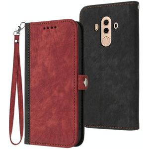 Voor Huawei Mate 10 Pro Side Buckle Double Fold Hand Strap Lederen Telefoon Case (Rood)