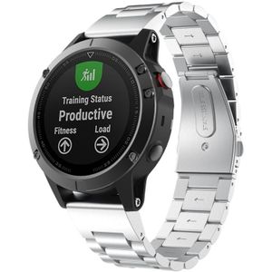 Voor Garmin fenix 5 3-kraal roestvrijstalen metalen horlogeband (zilver)  grootte: 26MM