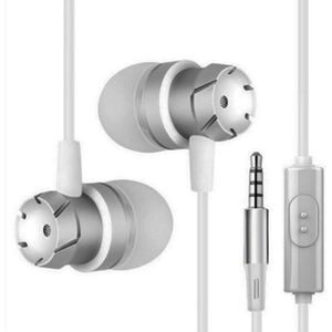 3 5 mm bedrade koptelefoon handsfree headset in ear oortelefoon oordopjes met mic voor XYZ iPhone MP3-speler laptop (zilver)