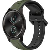 Voor Garmin VivoMove Style 20 mm bolle lus tweekleurige siliconen horlogeband (donkergroen + zwart)