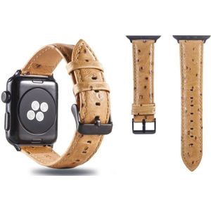 Struisvogel huid textuur lederen pols horloge Band voor Apple Watch serie 3 & 2 & 1 42mm (lichtbruin)