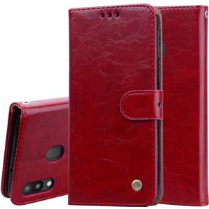 Business stijl olie Wax textuur horizontale Flip lederen case voor Galaxy M20  met houder & kaartsleuven & portemonnee (rood)