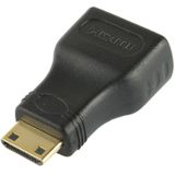 Vergulde Mini HDMI mannetje naar HDMI 19 Pin vrouwtje Adapter (zwart)