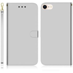 Voor iPhone 7 / 8 Gemiteerd spiegeloppervlak horizontale flip lederen hoes met Houder & Card Slots & Wallet & Lanyard(Zilver)