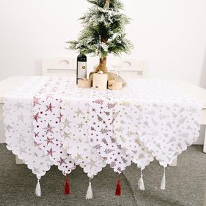2 PCS kerstversiering Bronzing White Table Runner Kersttafel Decoratie Bronzing Tafelkleed (Golden Tree)