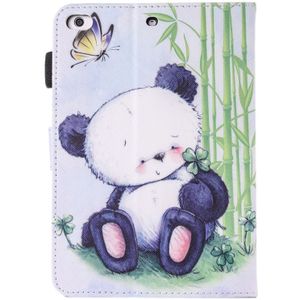 Voor iPad mini 4 / 3 / 2 / 1 schilderij Panda patroon horizontaal flip lederen draagtas met houder & portemonnee & Card Slots & stylushouder