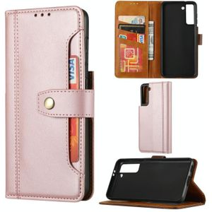 Voor Samsung Galaxy S30 Plus Kalf texture Double Fold Clasp horizontale Flip Lederen case met Photo Frame & Holder & Card Slots & Wallet(Rose Gold)