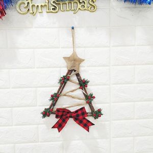 Kerst LED Krans Muur Deur Hanger Kerst Vine Krans  Specificatie: Driehoekige Rattan Circle