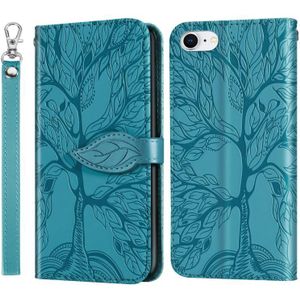 Life of Tree Embossing Pattern Horizontale Flip Lederen Case met Holder & Card Slot & Wallet & Photo Frame & Lanyard Voor iPhone 8 & 7(Lake Blue)