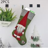 2 stuks CX20204 Faceless Doll kerst sok Gift Bag kerstboom hanger decoratie (groen)