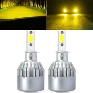 2 stuks H3 18W 1800 LM 3000K IP68 CANbus constante huidige auto LED koplamp met 2 COB lampen  DC 9-36V (Gold Light)