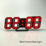 6609 3D Stereo LED Wekker Woonkamer 3D Wandklok  Kleur: Zwart Frame Rood Licht