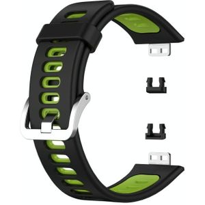 Voor Huawei Watch Fit tweekleurige siliconen vervangende riem watchband (zwart + groen)