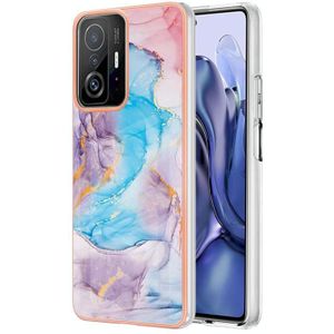 Voor Xiaomi MI 11T / MI 11T PRO-galvaniseren IMD TPU-telefooncase (blauw marmer)